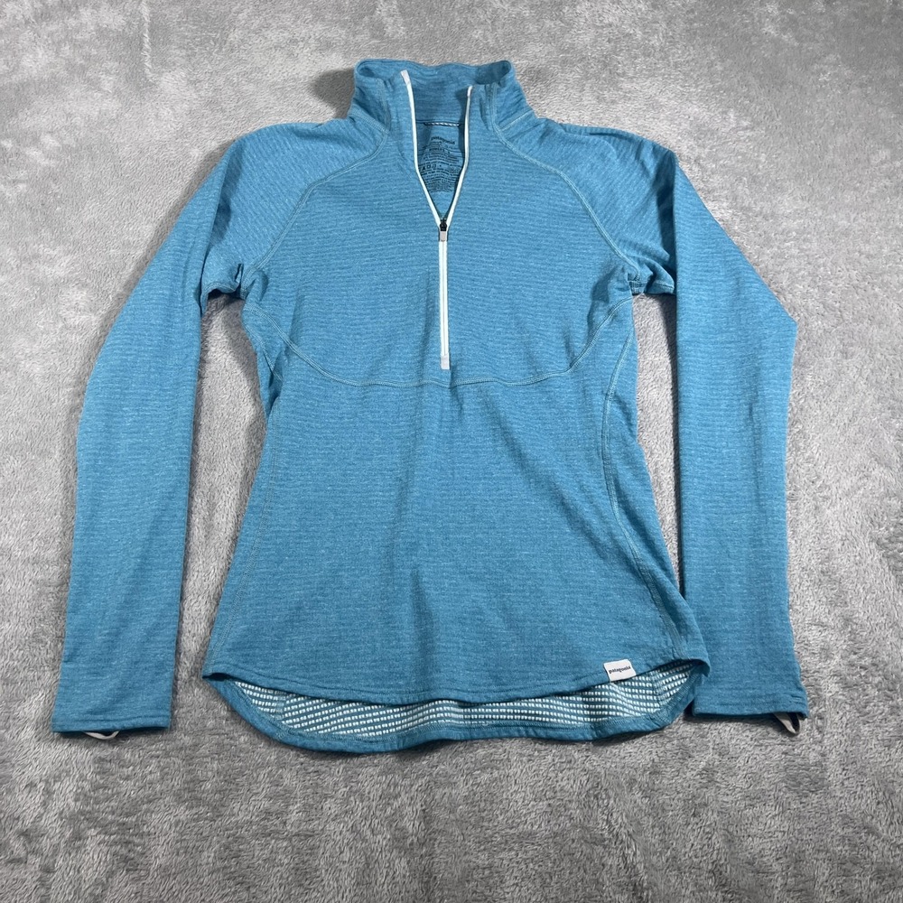 Patagonia Pullover Womens Small Blue Capilene Quarter Zip Baselayer Polartec‎